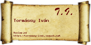 Tormássy Iván névjegykártya